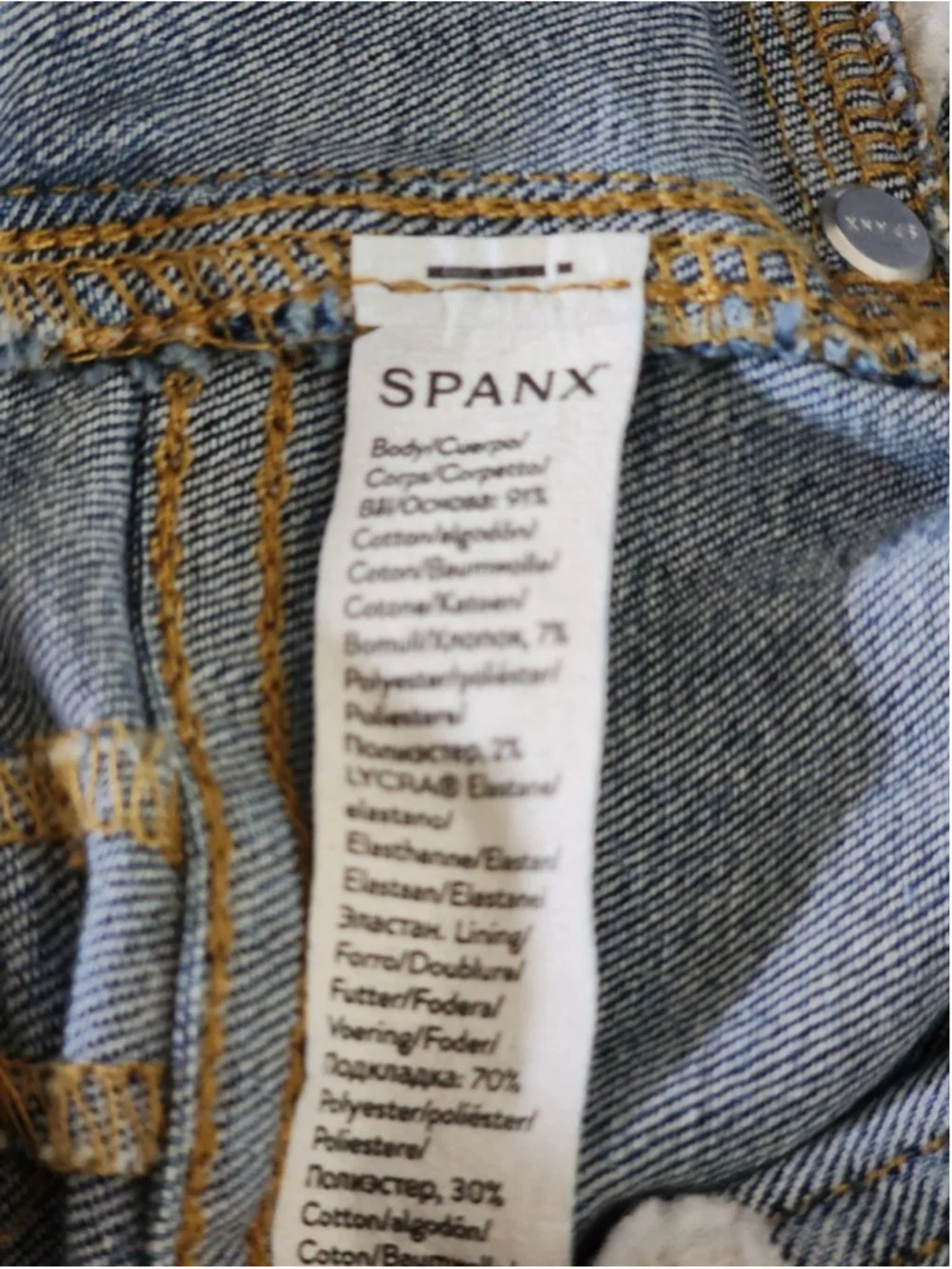 SPANX Blue Straight Leg Ankle Jeans High Rise Vintage Indigo Denim Pull On #60 L